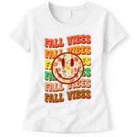 Falls Vibes Smile Face Retro Colorful Womens T-Shirt