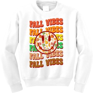 Falls Vibes Smile Face Retro Colorful Kids Sweatshirt