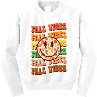 Falls Vibes Smile Face Retro Colorful Kids Sweatshirt