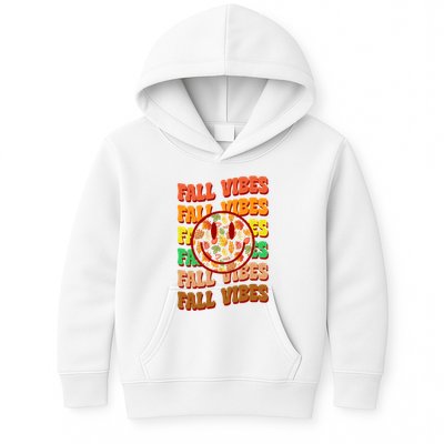 Falls Vibes Smile Face Retro Colorful Kids Hoodie