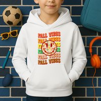 Falls Vibes Smile Face Retro Colorful Kids Hoodie