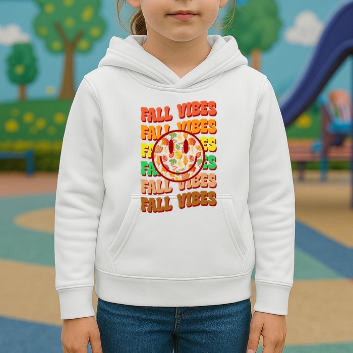 Falls Vibes Smile Face Retro Colorful Kids Hoodie