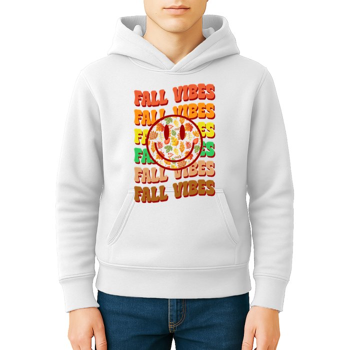 Falls Vibes Smile Face Retro Colorful Kids Hoodie