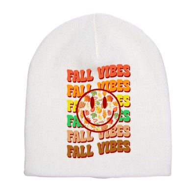 Falls Vibes Smile Face Retro Colorful Short Acrylic Beanie