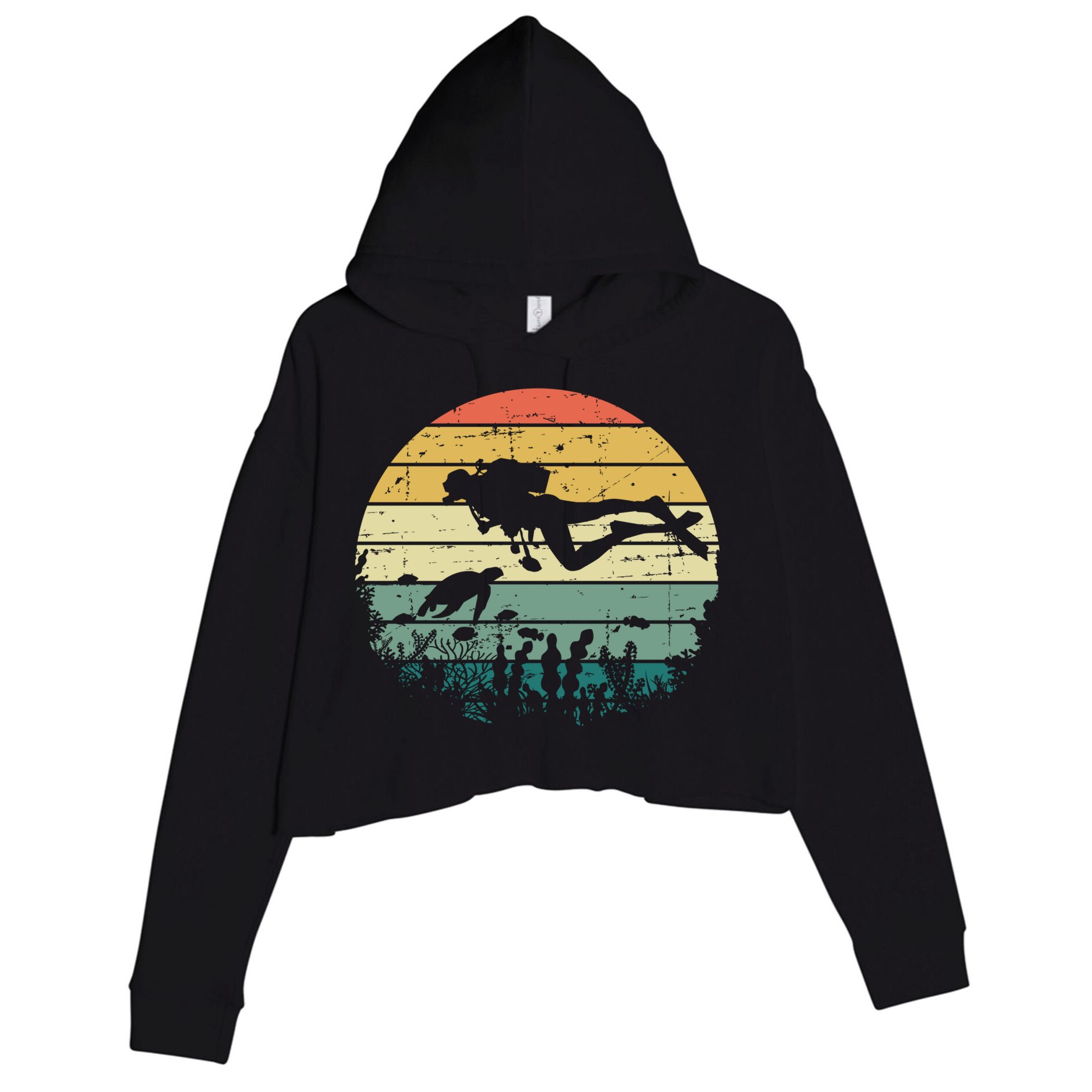 Funny Vintage Scuba Diving Dive Diver Meaningful Gift Crop Fleece Hoodie
