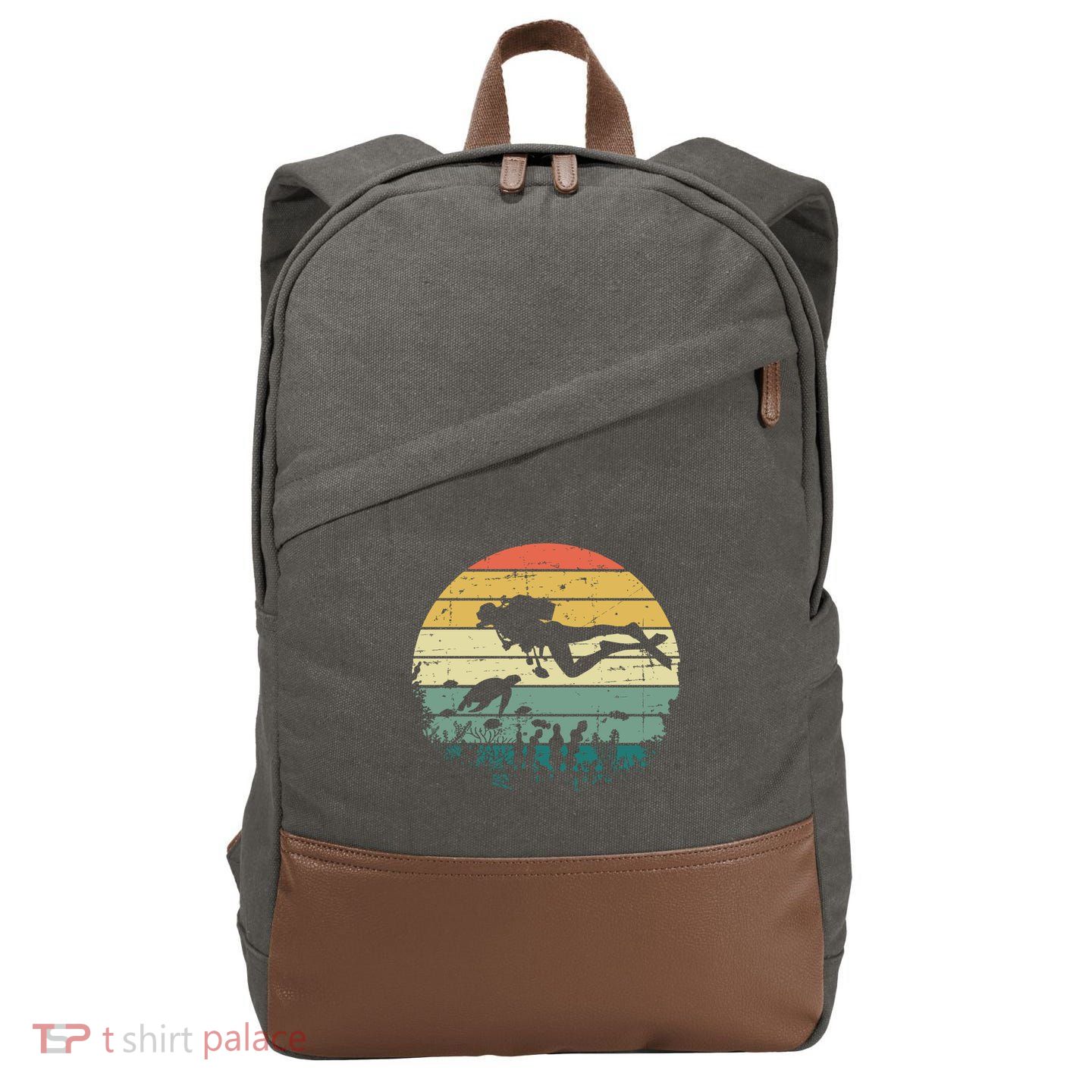Funny Vintage Scuba Diving Dive Diver Meaningful Gift Cotton Canvas Backpack