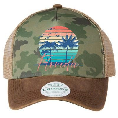 Florida Vintage Summer Vibes Beach Sunset Retro Palm Tree Legacy Tie Dye Trucker Hat