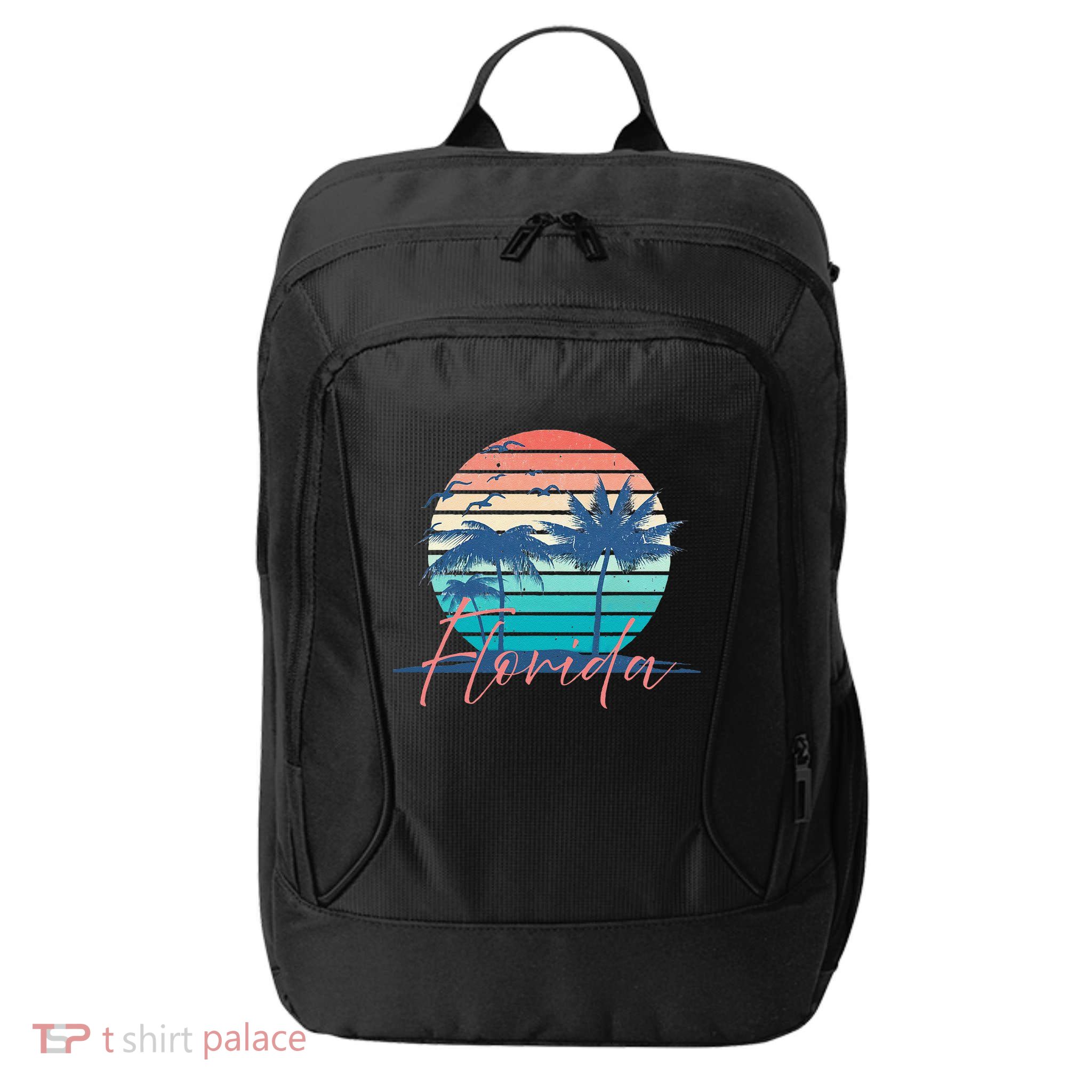 Florida Vintage Summer Vibes Beach Sunset Retro Palm Tree City Backpack