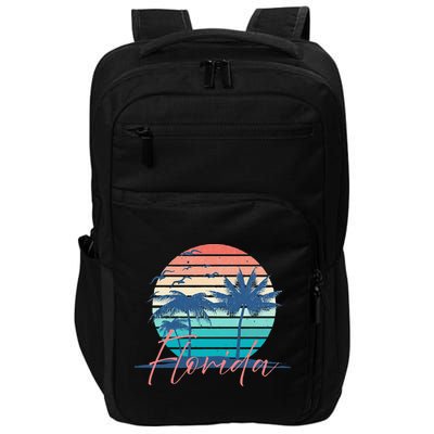 Florida Vintage Summer Vibes Beach Sunset Retro Palm Tree Impact Tech Backpack