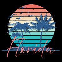 Florida Vintage Summer Vibes Beach Sunset Retro Palm Tree Backpack