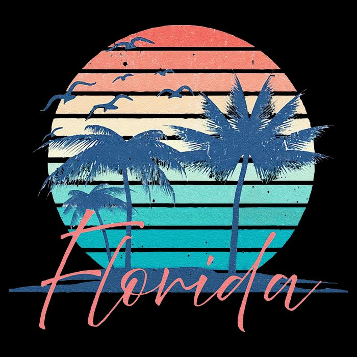 Florida Vintage Summer Vibes Beach Sunset Retro Palm Tree Backpack