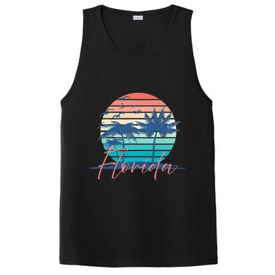 Florida Vintage Summer Vibes Beach Sunset Retro Palm Tree PosiCharge Competitor Tank