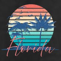 Florida Vintage Summer Vibes Beach Sunset Retro Palm Tree Hat