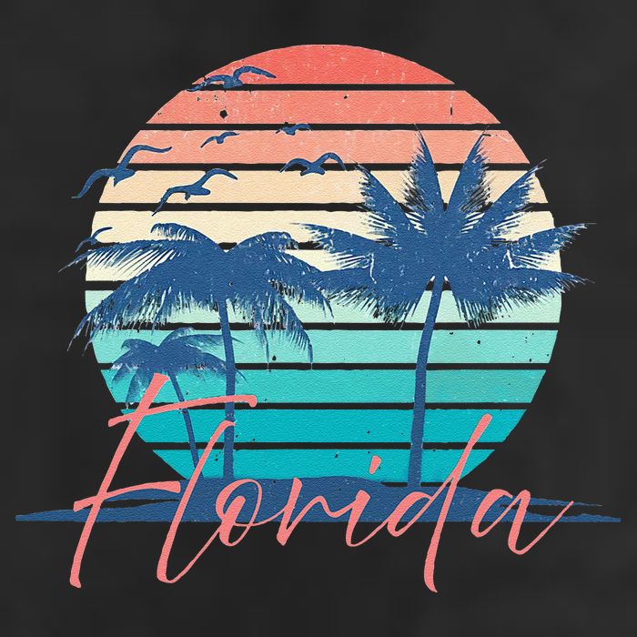 Florida Vintage Summer Vibes Beach Sunset Retro Palm Tree Hat
