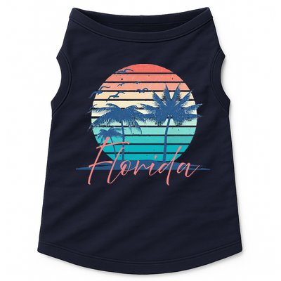 Florida Vintage Summer Vibes Beach Sunset Retro Palm Tree Doggie Tank