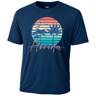 Florida Vintage Summer Vibes Beach Sunset Retro Palm Tree Performance Shirt