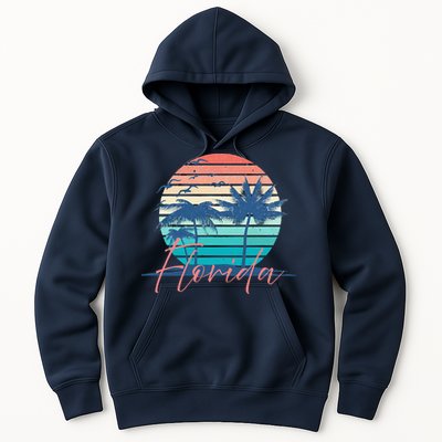 Florida Vintage Summer Vibes Beach Sunset Retro Palm Tree Hoodie