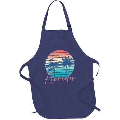 Florida Vintage Summer Vibes Beach Sunset Retro Palm Tree Apron
