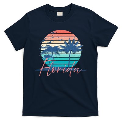 Florida Vintage Summer Vibes Beach Sunset Retro Palm Tree T-Shirt