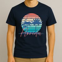 Florida Vintage Summer Vibes Beach Sunset Retro Palm Tree T-Shirt
