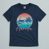 Florida Vintage Summer Vibes Beach Sunset Retro Palm Tree T-Shirt