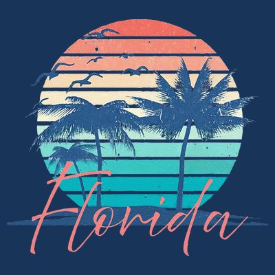 Florida Vintage Summer Vibes Beach Sunset Retro Palm Tree T-Shirt