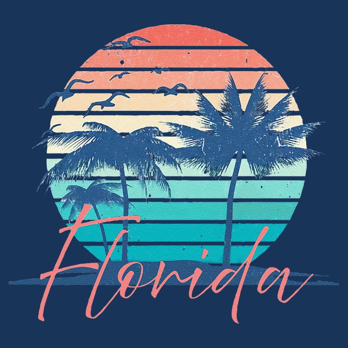 Florida Vintage Summer Vibes Beach Sunset Retro Palm Tree T-Shirt
