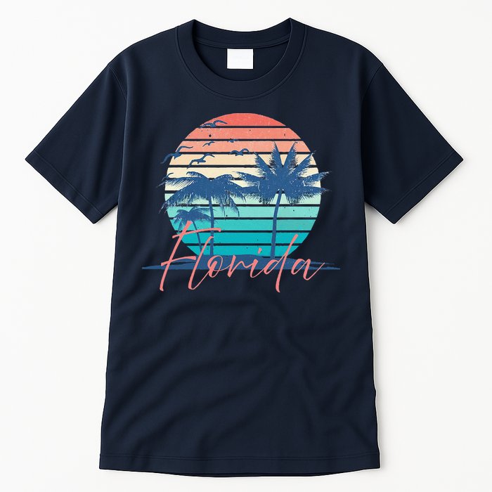 Florida Vintage Summer Vibes Beach Sunset Retro Palm Tree Tall T-Shirt