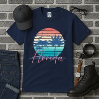 Florida Vintage Summer Vibes Beach Sunset Retro Palm Tree Tall T-Shirt