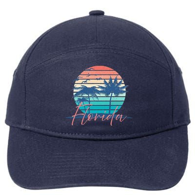 Florida Vintage Summer Vibes Beach Sunset Retro Palm Tree 7-Panel Snapback Hat