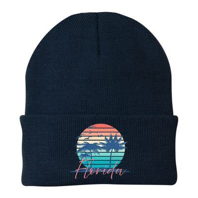 Florida Vintage Summer Vibes Beach Sunset Retro Palm Tree Beanie