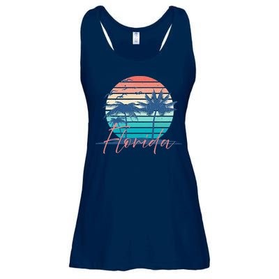 Florida Vintage Summer Vibes Beach Sunset Retro Palm Tree Ladies Essential Flowy Tank