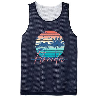 Florida Vintage Summer Vibes Beach Sunset Retro Palm Tree Mesh Reversible Basketball Jersey Tank