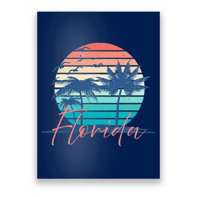 Florida Vintage Summer Vibes Beach Sunset Retro Palm Tree Poster