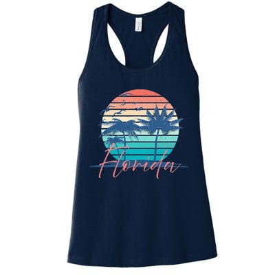 Florida Vintage Summer Vibes Beach Sunset Retro Palm Tree Womens Tank Top