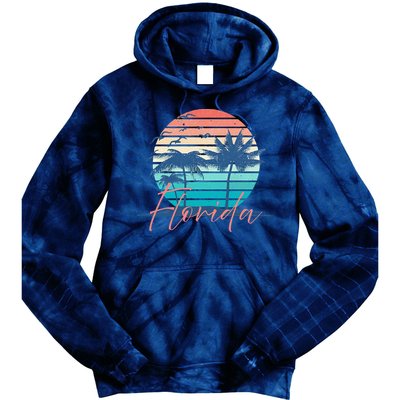 Florida Vintage Summer Vibes Beach Sunset Retro Palm Tree Tie Dye Hoodie