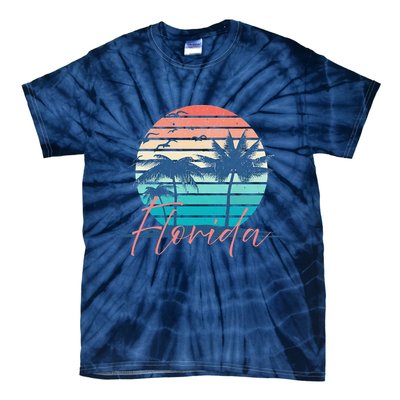 Florida Vintage Summer Vibes Beach Sunset Retro Palm Tree Tie-Dye T-Shirt