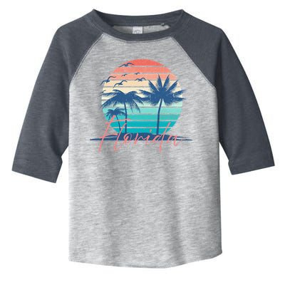 Florida Vintage Summer Vibes Beach Sunset Retro Palm Tree Toddler Fine Jersey T-Shirt