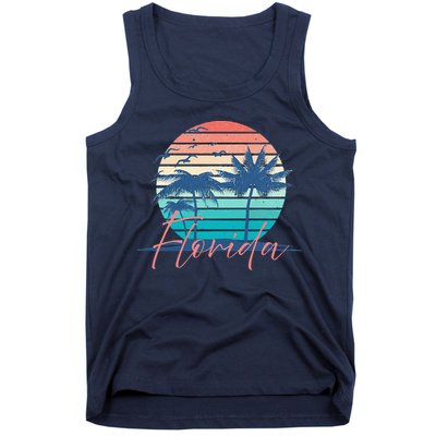 Florida Vintage Summer Vibes Beach Sunset Retro Palm Tree Tank Top