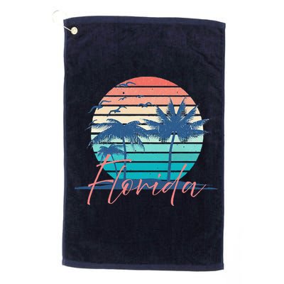 Florida Vintage Summer Vibes Beach Sunset Retro Palm Tree Golf Towel