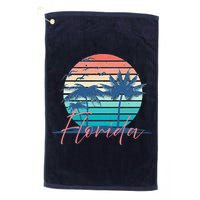 Florida Vintage Summer Vibes Beach Sunset Retro Palm Tree Golf Towel