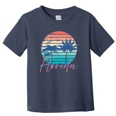 Florida Vintage Summer Vibes Beach Sunset Retro Palm Tree Toddler T-Shirt