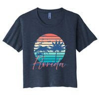 Florida Vintage Summer Vibes Beach Sunset Retro Palm Tree Crop Top