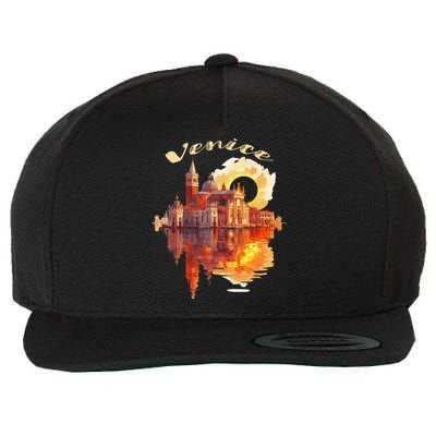 Funny Venice Sunset Watercolor Cityscape Wool Snapback Cap