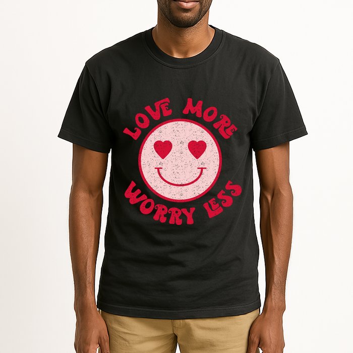 Funny Valentine Shirt Love More Worry Less Smile Face Meme Tall T-Shirt