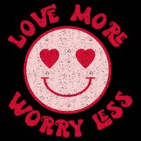 Funny Valentine Shirt Love More Worry Less Smile Face Meme Tall T-Shirt