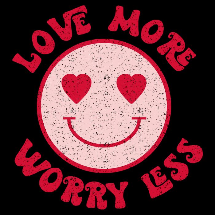 Funny Valentine Shirt Love More Worry Less Smile Face Meme Tall T-Shirt