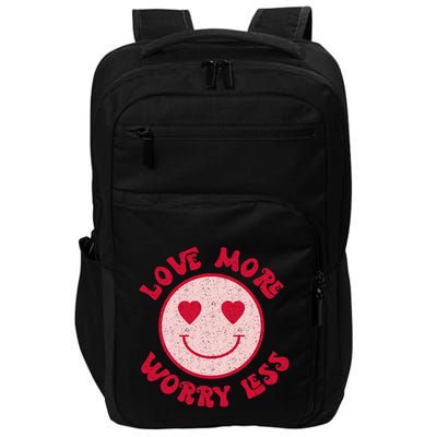 Funny Valentine Shirt Love More Worry Less Smile Face Meme Impact Tech Backpack