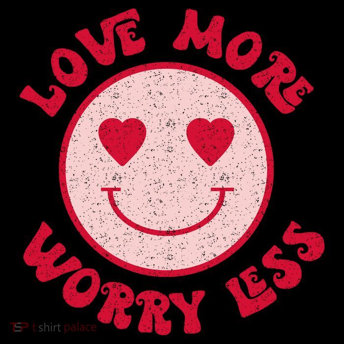 Funny Valentine Shirt Love More Worry Less Smile Face Meme Ladies Essential Flowy Tank