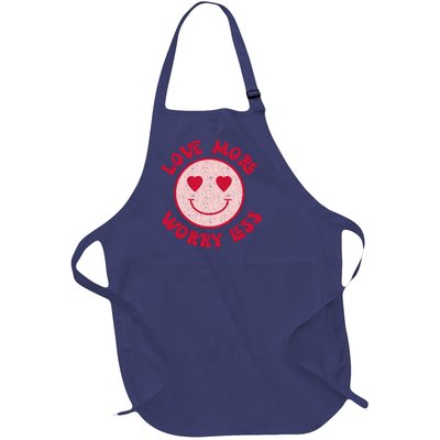 Funny Valentine Shirt Love More Worry Less Smile Face Meme Full-Length Apron With Pockets